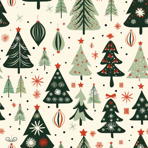 Featuring Stylized Christmas Trees & Ornaments seamless All Christmas Digital paper PBR texture