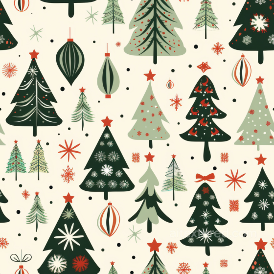 Featuring Stylized Christmas Trees & Ornaments All Christmas Digital paper texture preview