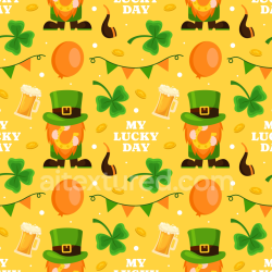 seamless Seamless 3D PBR Texture Featuring St Patrick Digital Paper with Leprechaun & Shamrocks texture 8k free download PBR