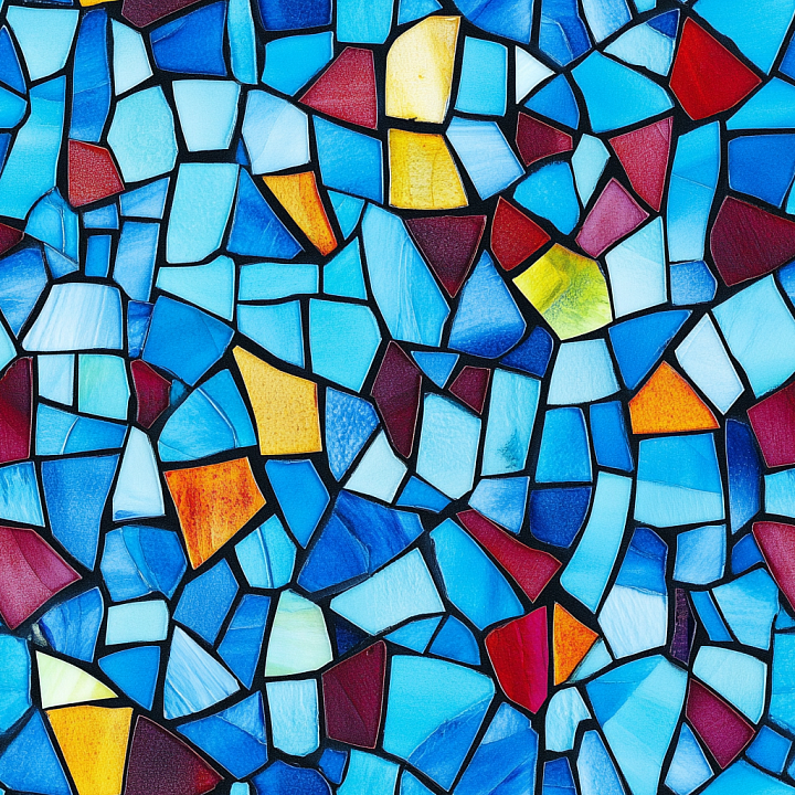 Mosaic Featuring Colorful Glass Shard Tiles seamless PBR texture preview