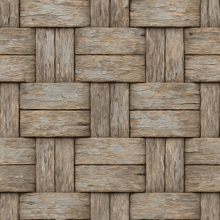 Woven Fence With Rough Wood And Weathered Paint Surfaces seamless PBR texture preview