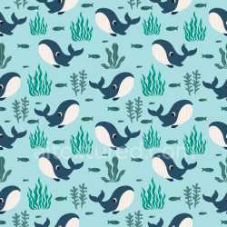 Pattern Bundle - Seamless 3D Cartoon Whale and Seaweed Pattern PBR Texture with Playful Marine Motifs texture preview