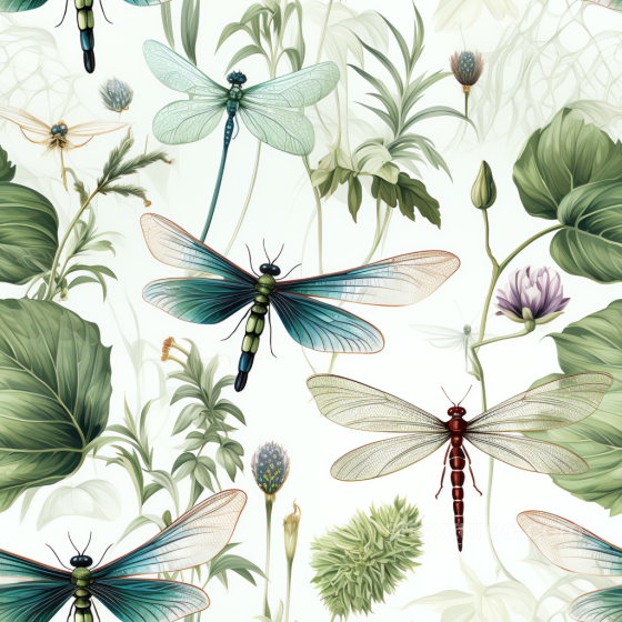 Featuring Delicate Dragonflies and Lush Greenery Dragonfly texture preview