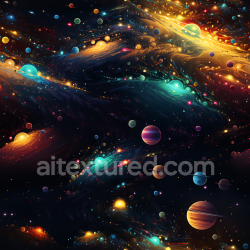 seamless Seamless 3D Space PBR Texture Featuring Vibrant Nebulae and Multicolored Planets texture 8k free download PBR