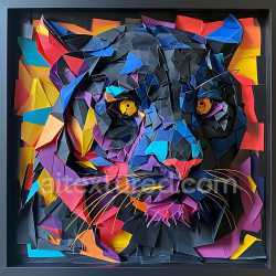 seamless Seamless 3D PBR Texture Featuring Origami-Style Black Panther with Vibrant Multicolor Facets texture 8k free download PBR