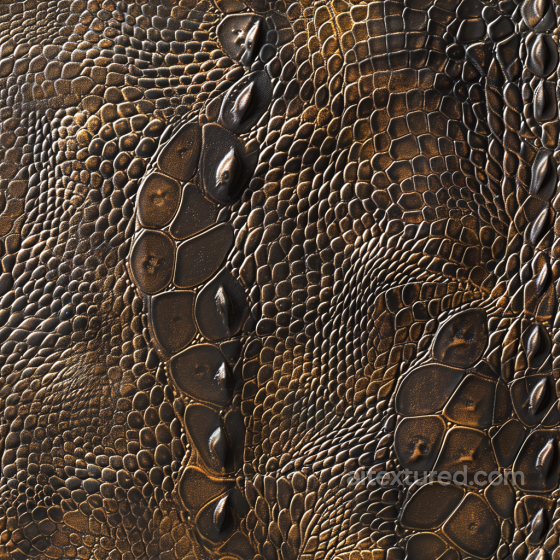 Crocodile Embossed Dark Brown Leather Texture with Glossy Finish Leather texture preview