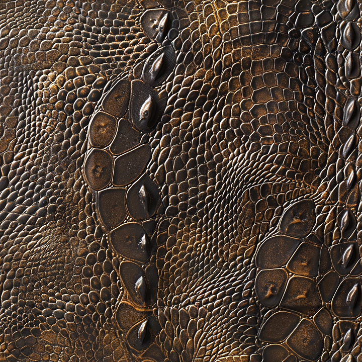 Crocodile Embossed Dark Brown Leather with Glossy Finish seamless PBR texture preview