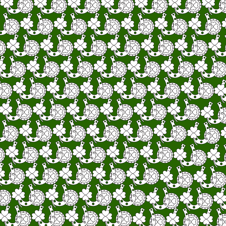 with St Patrick Horseshoe and Clover Pattern seamless PBR texture preview