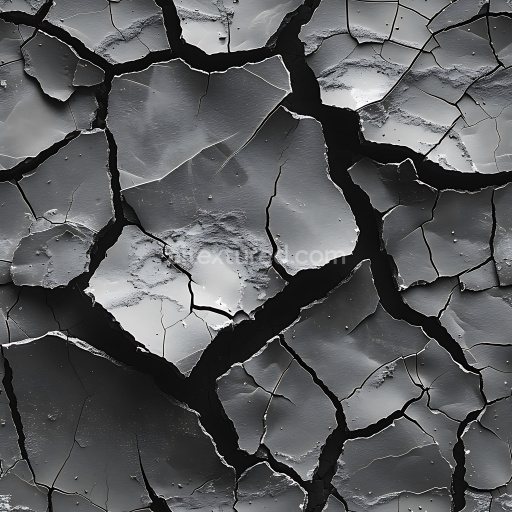Seamless 3D Cracked Dry Earth PBR Texture with Deep Fissures and Large Plates
