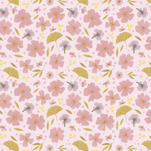 Watercolor Cherry Floral Fabric Texture with Soft Pastel Flowers seamless Watercolor Cherry PBR texture