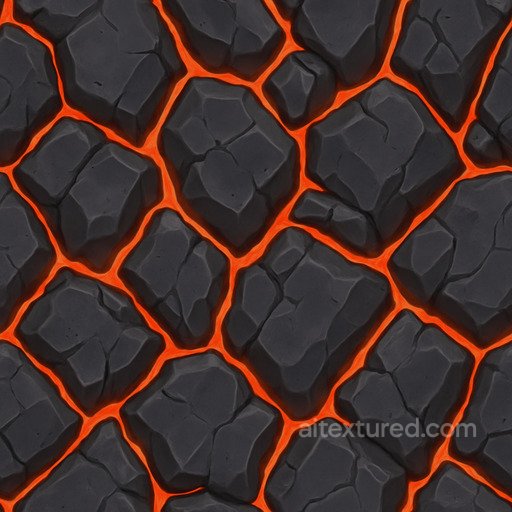 Stylized Volcanic Rock Texture seamless Lava PBR texture