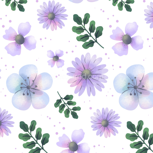 Seamless 3D PBR Purple Flower Fabric Texture with Watercolor Style