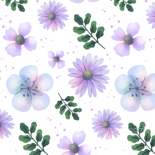 Purple Flower Fabric Texture with Watercolor Style seamless Purple Flower PBR texture