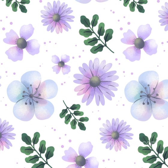 Purple Flower Fabric Texture with Watercolor Style Purple Flower texture preview