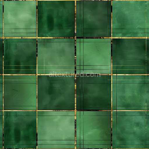 Seamless 3D PBR Green Metal Texture with Subtle Gold Grid Lines