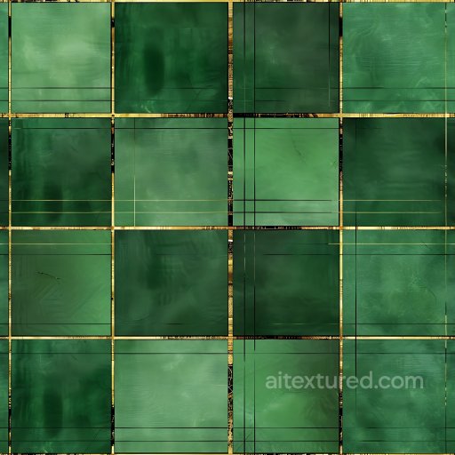 Plaid - Seamless 3D PBR Green Metal Texture with Subtle Gold Grid Lines texture preview