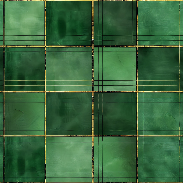 Green Plaid Fabric with Gold Grid Lines seamless PBR texture preview