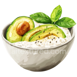 seamless Savory Oatmeal Breakfast Bowl with Avocado and Fresh Herbs Illustration texture 8k free download PBR