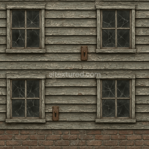 Seamless 3d texture pbr 8k haunted house siding with cracked windows and peeling paint