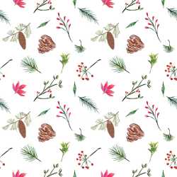 Pattern Bundle - Seamless 3D Pattern PBR Texture with Hand-Painted Christmas Botanicals and Pinecones texture preview