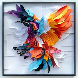 seamless Seamless 3D PBR texture of bright colorful layered bird feathers in origami style texture 8k free download PBR