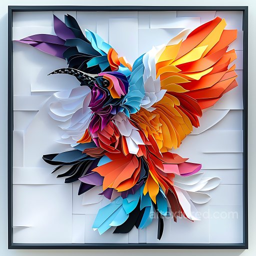Animal - Seamless 3D PBR texture of bright colorful layered bird feathers in origami style texture preview