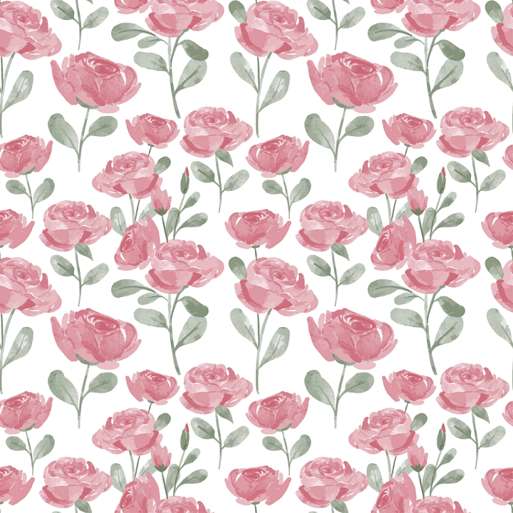 Pink Flower Pattern on White Fabric Background seamless PBR texture preview