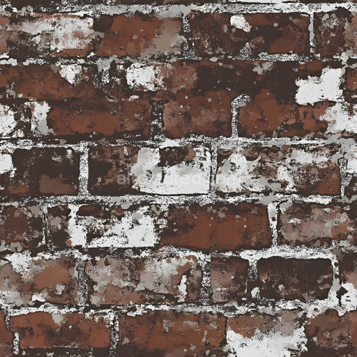 Seamless 3D PBR Cracked Brick Wall Texture Featuring Weathered Paint and Rough Surface