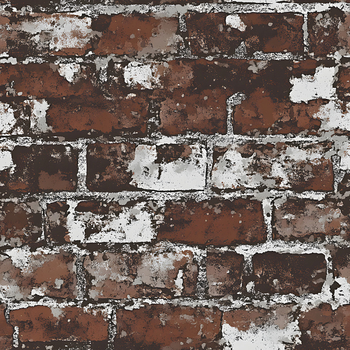 Cracked Brick Wall Featuring Weathered Paint and Rough Surface seamless PBR texture preview