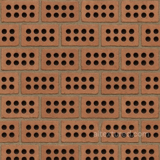 Perforated Bricks Ventilation Pattern seamless Brick PBR texture