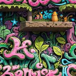 seamless Seamless 3D PBR Texture of Vibrant Playful Graffiti with Cartoonish Street Art texture 8k free download PBR