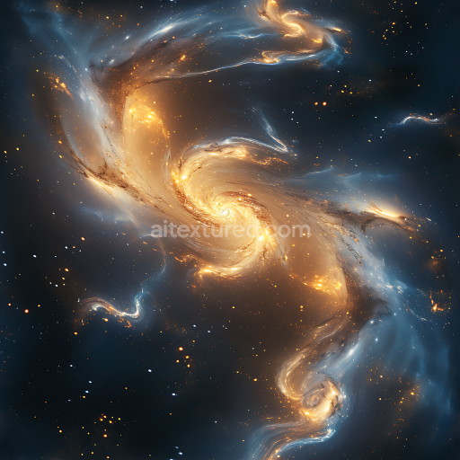Seamless 3D Space PBR Texture of a Glowing Cosmic Nebula with Swirling Galaxy Formation
