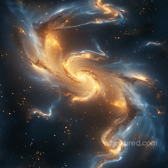 Space PBR Texture of a Glowing Cosmic Nebula with Swirling Galaxy Formation Star, space, planets texture preview