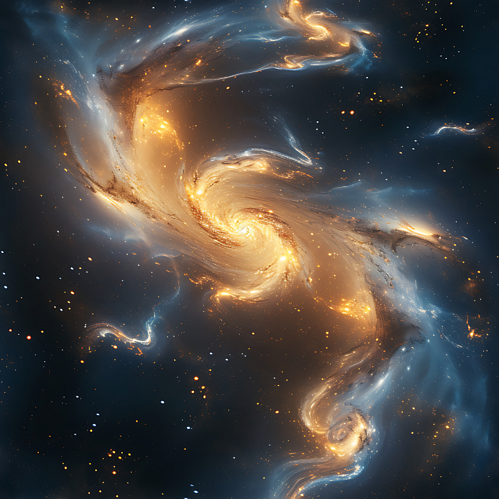 Space of a Glowing Cosmic Nebula with Swirling Galaxy Formation seamless PBR texture preview