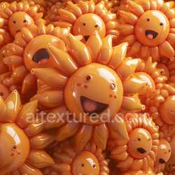 seamless Seamless 3D Inflated PBR Texture Featuring Glossy Orange Vinyl Sunflower Shapes texture 8k free download PBR