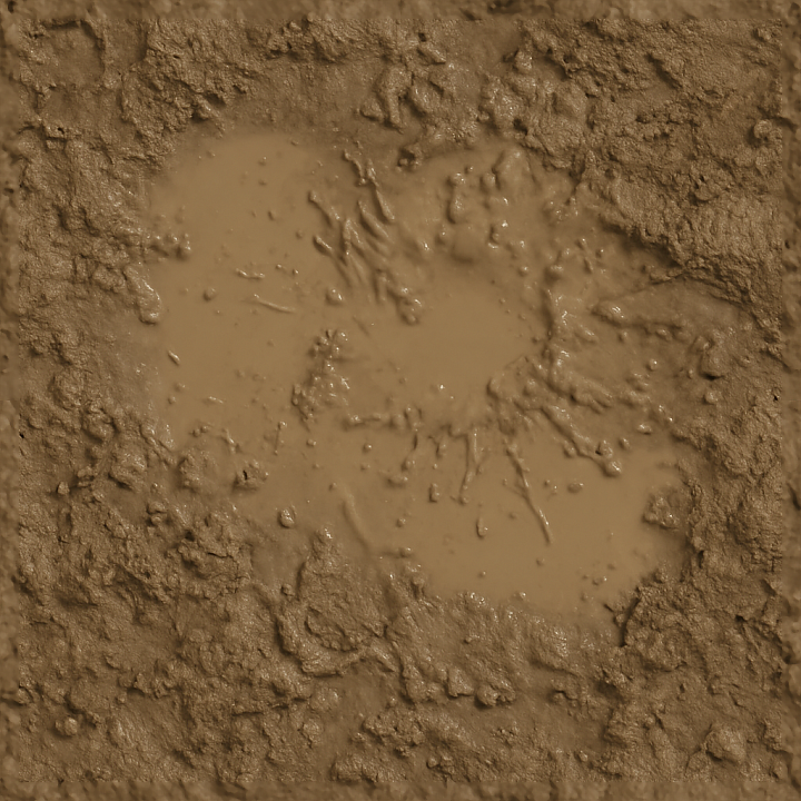 Of Muddy Puddle Surface With Muddy Water And Mud Splashed seamless PBR texture preview