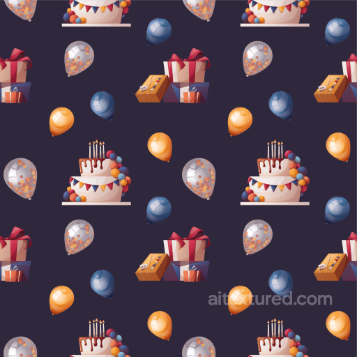Birthday Cakes, Balloons & Gifts Pattern Seamless Texture seamless Birthday PBR texture