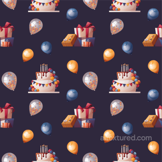 Birthday Cakes, Balloons & Gifts Pattern Seamless Texture Birthday texture preview
