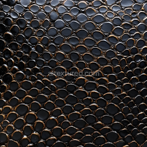 Seamless 3D Skin PBR Texture with Glossy Reptilian Black Scales and Organic Pattern