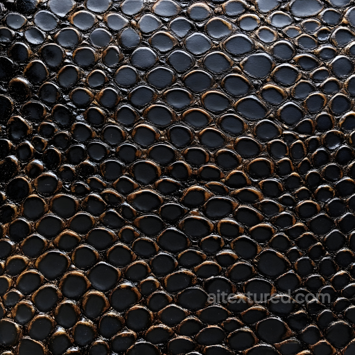 Skin PBR Texture with Glossy Reptilian Black Scales and Organic Pattern seamless Skin PBR texture