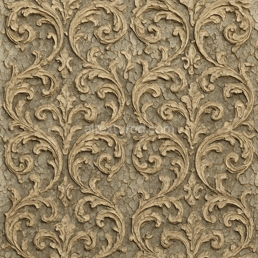 Ornate Peeling Paint Texture Seamless 1024X1024