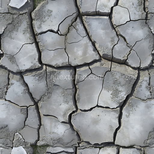 Seamless 3D Cracked Dry Earth PBR Texture with Large Fragmented Plates and Weathered Details