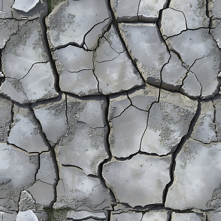 Cracked Dry Earth with Large Fragmented Plates and Weathered Details seamless PBR texture preview