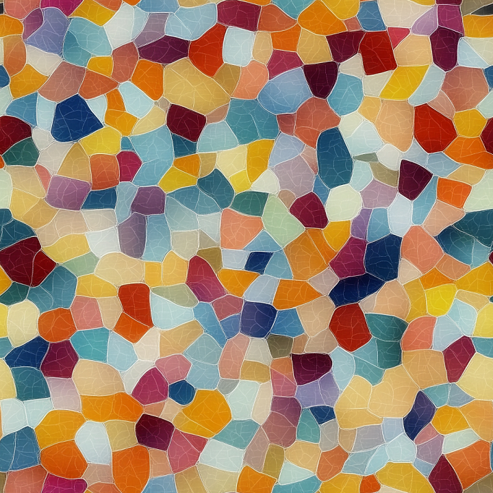 Colorful Glass Mosaic With Irregular Polished Pieces seamless PBR texture preview