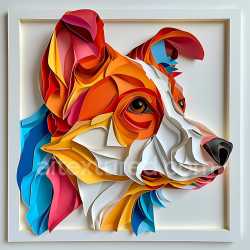 seamless Seamless 3D PBR Texture of Colorful Origami Dog Paper Art texture 8k free download PBR