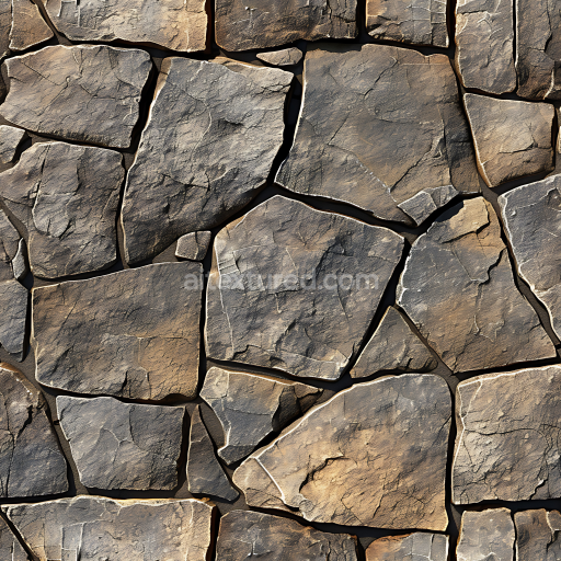 Seamless 3D Weathered Stone Wall PBR Texture with Natural Cracks and Earthy Tones