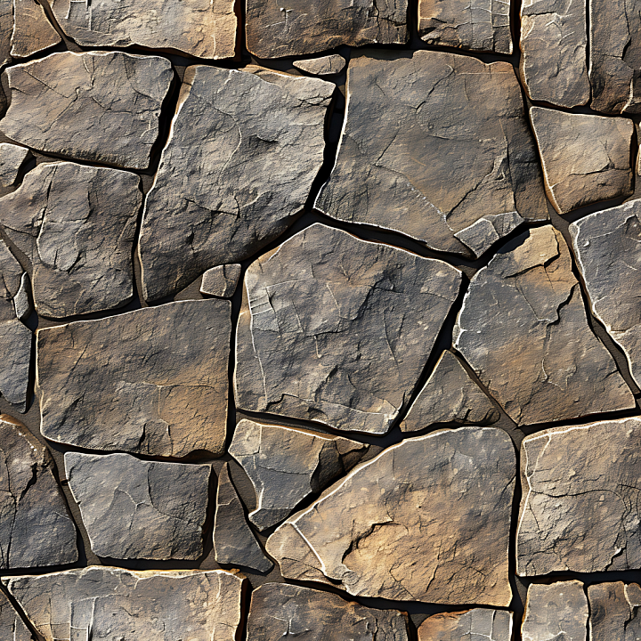 Weathered Stone Wall with Natural Cracks and Earthy Tones seamless PBR texture preview