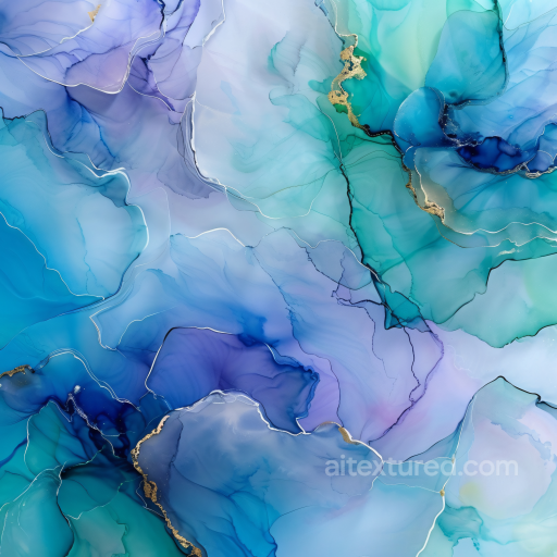Alcohol Ink PBR Texture Featuring Blue, Green, and Gold Fluid Veins seamless Alcohol ink PBR texture