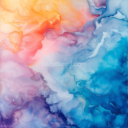 Seamless 3D Alcohol Ink PBR Texture with Pastel Fluid Waves and Soft Transitions