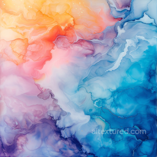 Alcohol Ink PBR Texture with Pastel Fluid Waves and Soft Transitions seamless Alcohol ink PBR texture